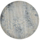6' Blue Round Floral Power Loom Area Rug