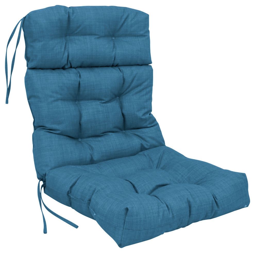 20"X42" Spun Polyester Solid Outdoor Tufted Chair Cushion, Sea Blue