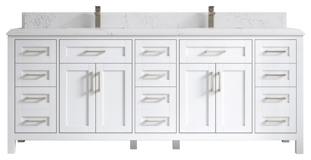 Cambridge 84 Double Sink Bath Vanity in White 1.5" Empira Quartz