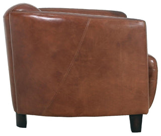 Pasargad Home Madison Top Grain Leather Upholstered Armchair, Brown