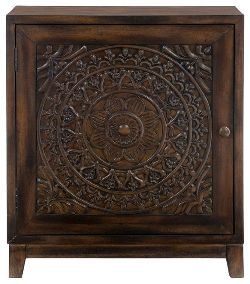 Linon Grace Wood Accent Cabinet in Dark Brown