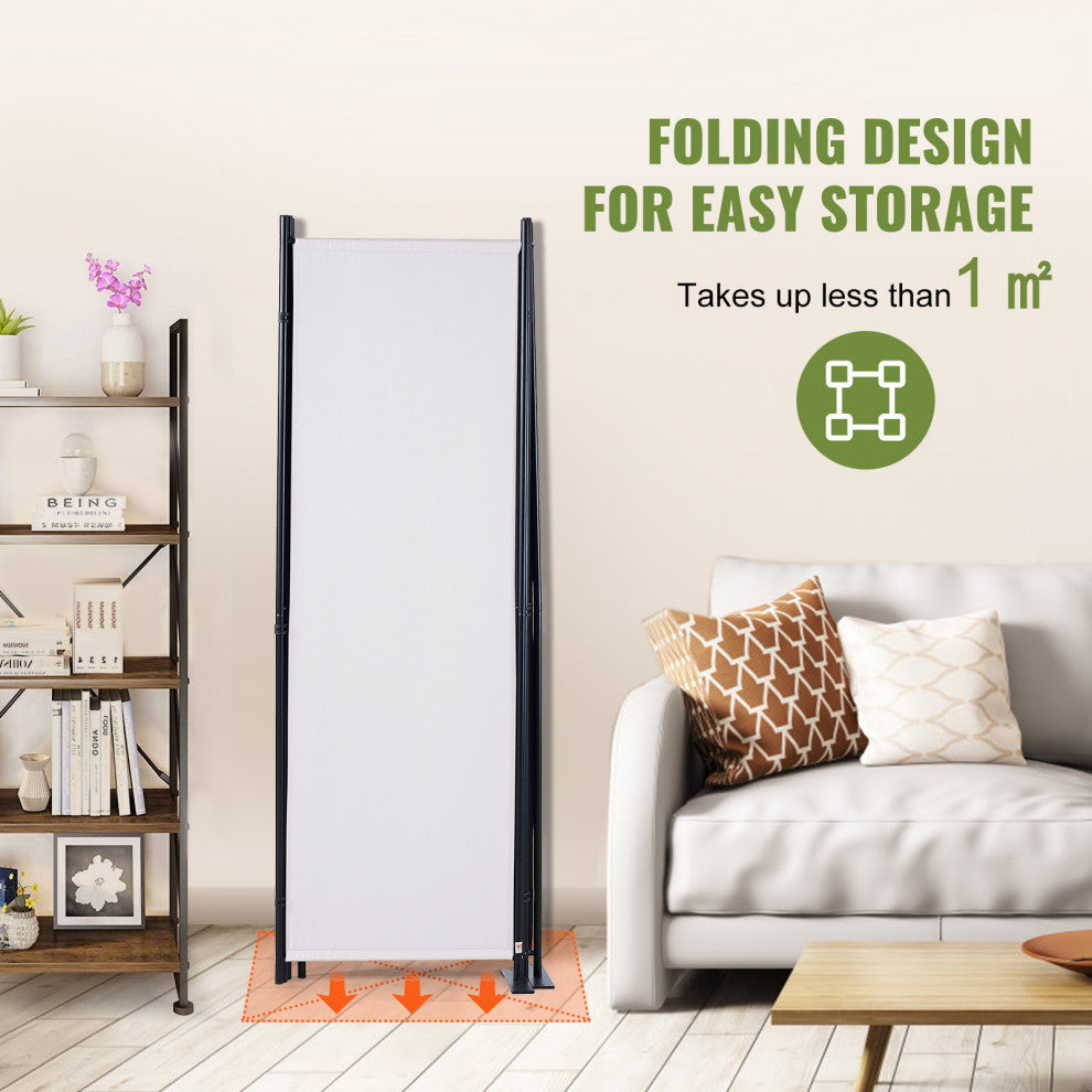 VEVOR Room Divider 4-Panel Folding Privacy Screen 88.2"x11.8"x67.3" White