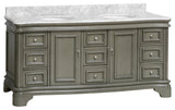 Katherine 72" Bathroom Vanity, Weathered Gray, Carrara Marble