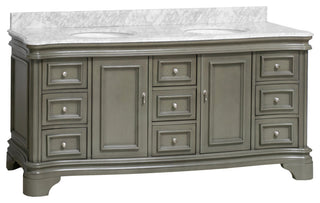 Katherine 72" Bathroom Vanity, Weathered Gray, Carrara Marble