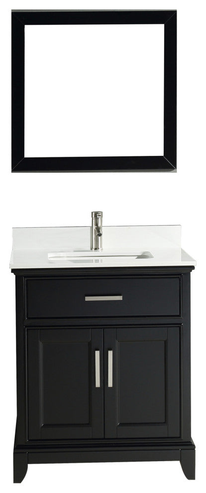 Vanity Art Bathroom Vanity Set With Engineered Marble Top, 30", Espresso, Standard Mirror