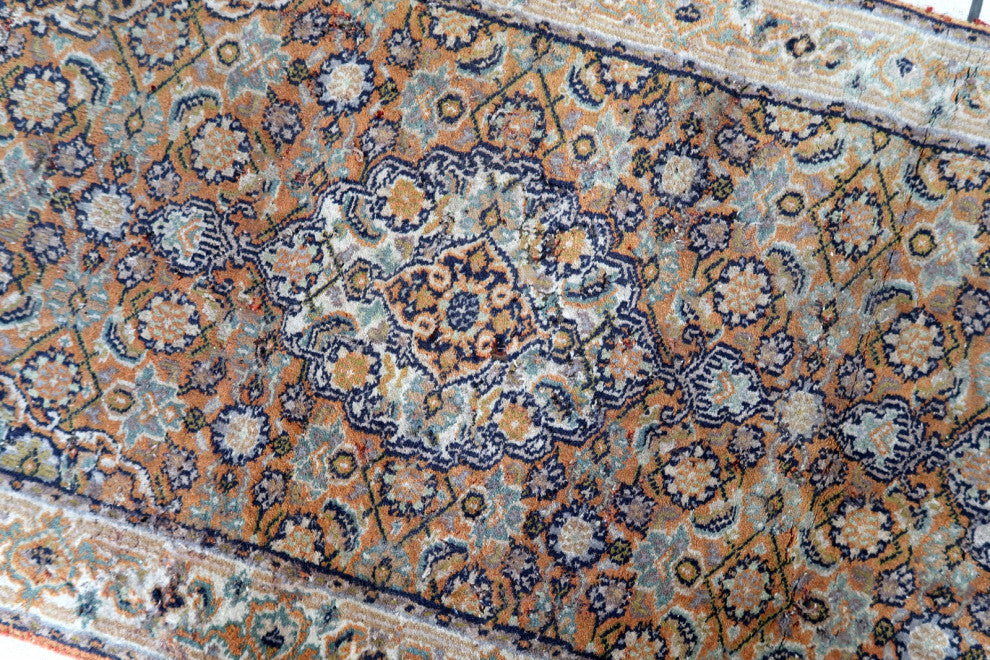 Handmade Vintage Indo-Tabriz runner 1.9'x5.8', 60cmx177cm 1970s