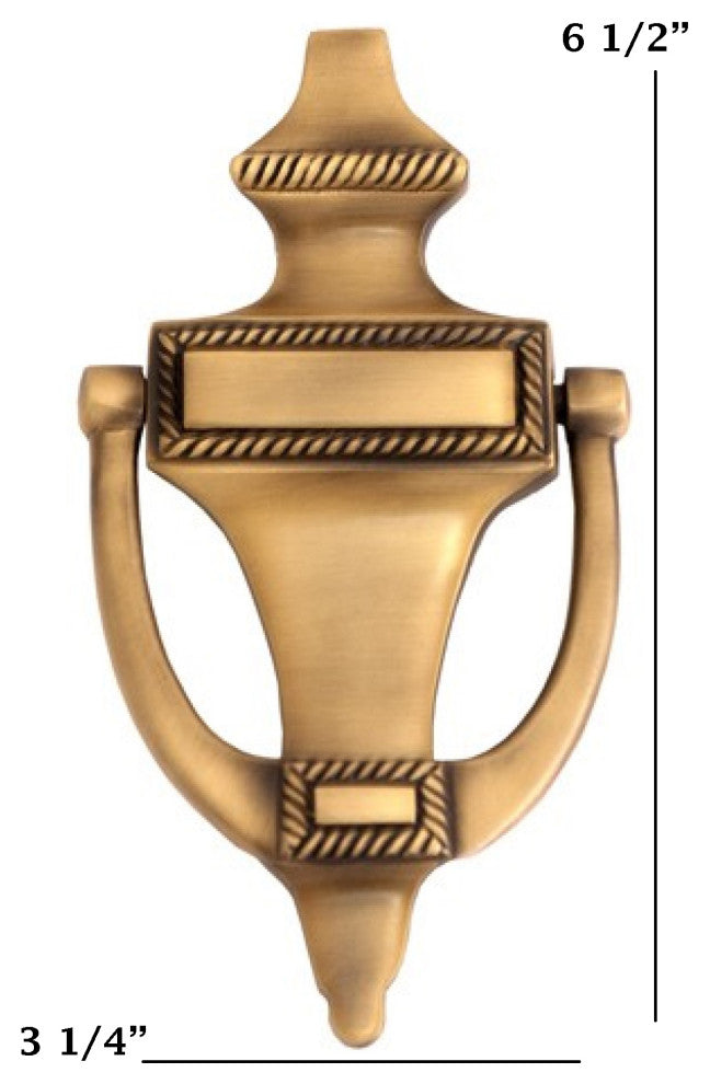 Rope Door Knocker 6-1/2", Antique Brass