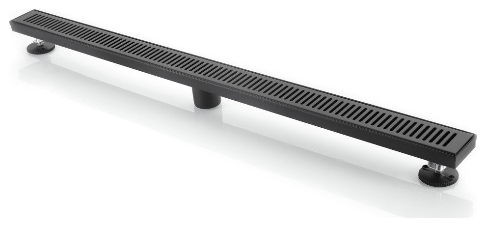Stainless Steel Rectangular Linear Shower Floor Drain, Black, 40"