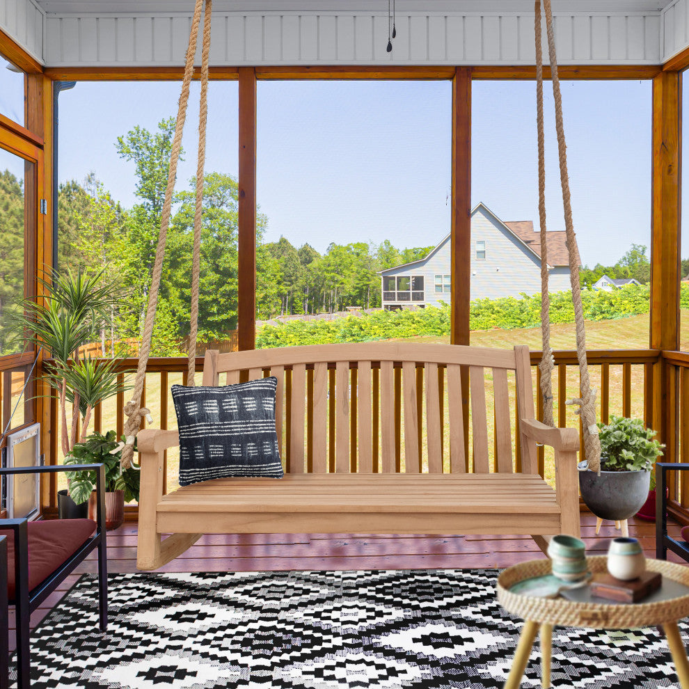 Teak Wood San Jose Double Outdoor Porch Swing, 4'