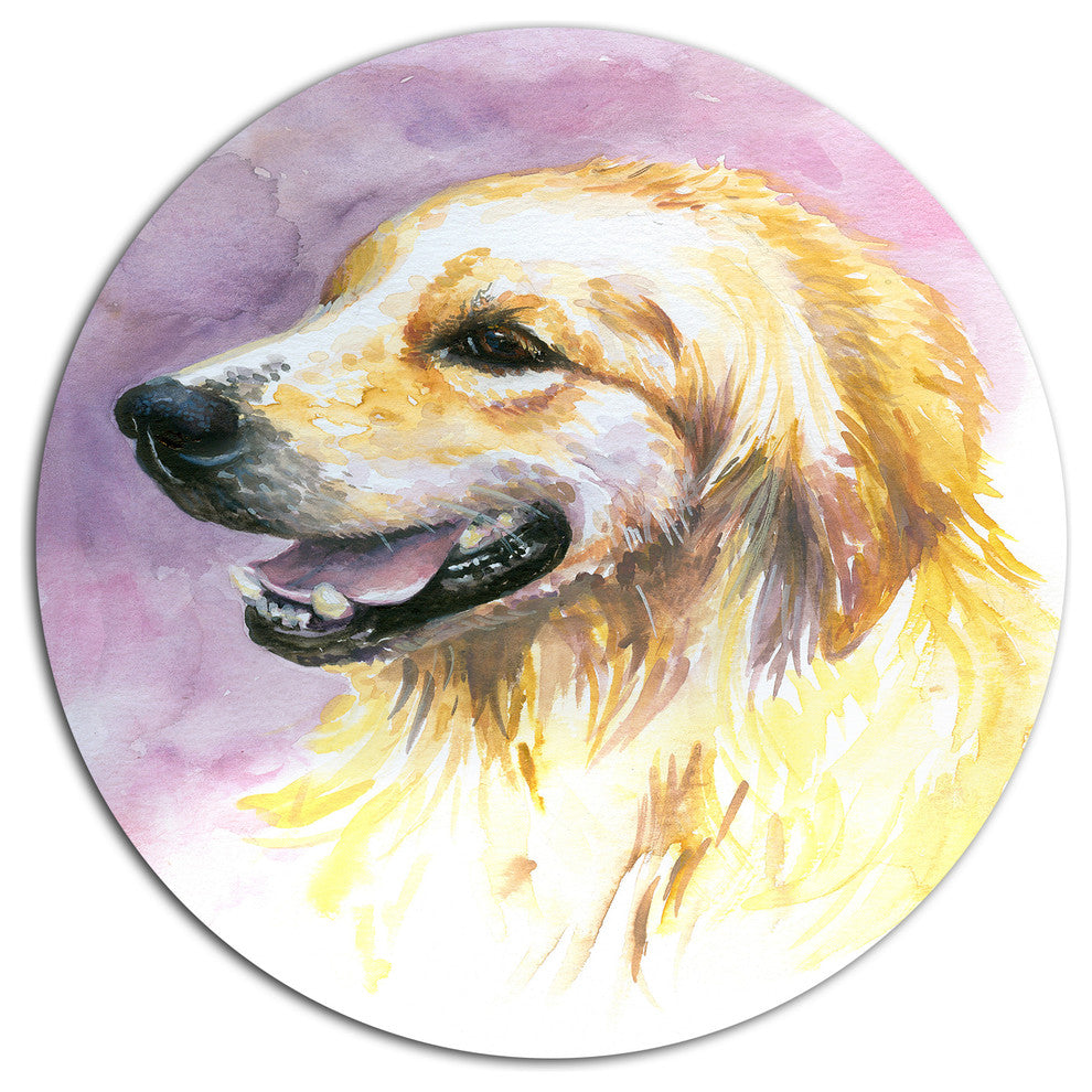 Sweet Yellow God Watercolor, Animal Large Disc Metal Wall Art, 23"