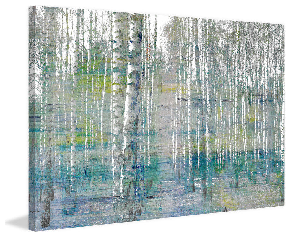 "Teal Tree Forest" Painting Print on Wrapped Canvas, 45"x30"