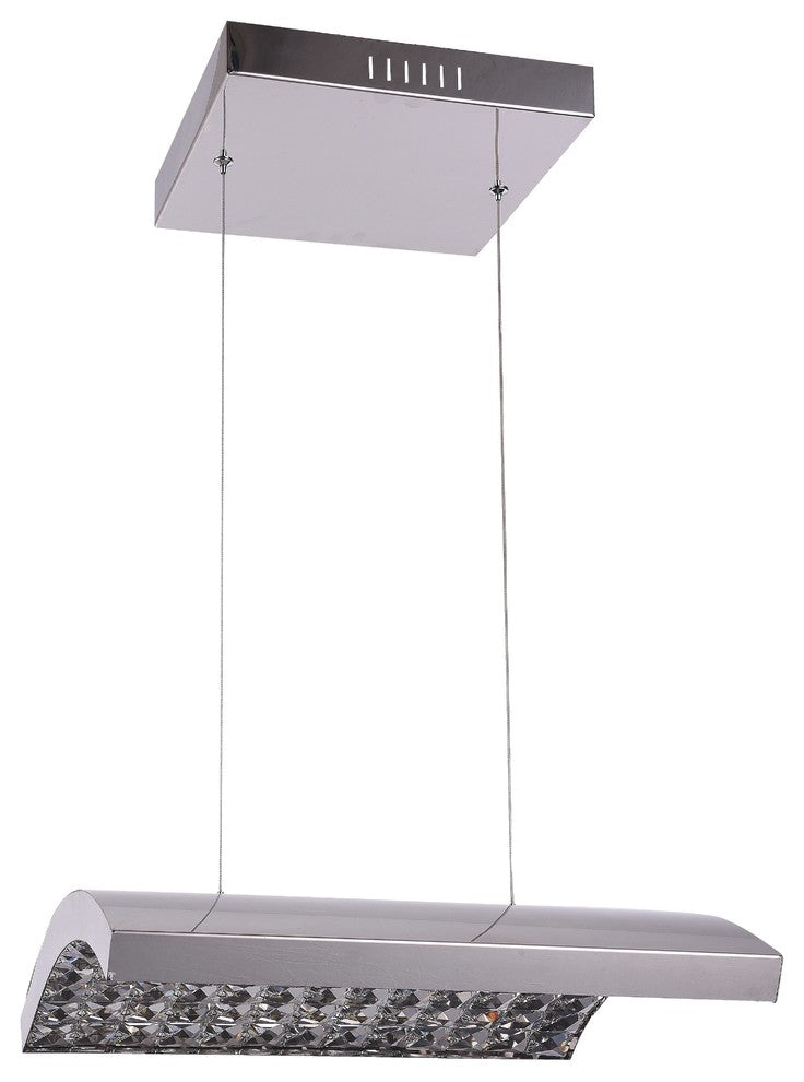 Curved Stainless Steel Frame LED Light Fixture With Clear Crystal Interior