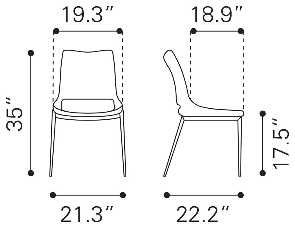 Dining Chair, Set of 2, Faux Vinyl Leather, Steel, Black, Silver, Cafe Bistro