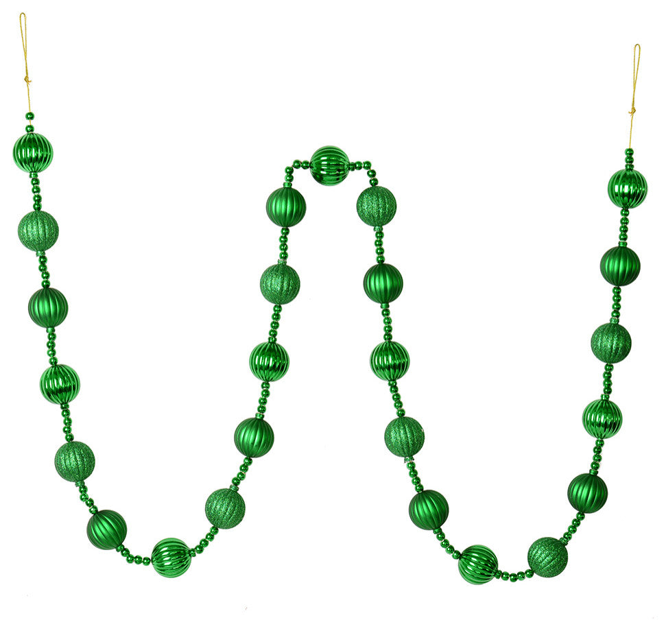 6'' Green Stripe Ball Ornament Garland