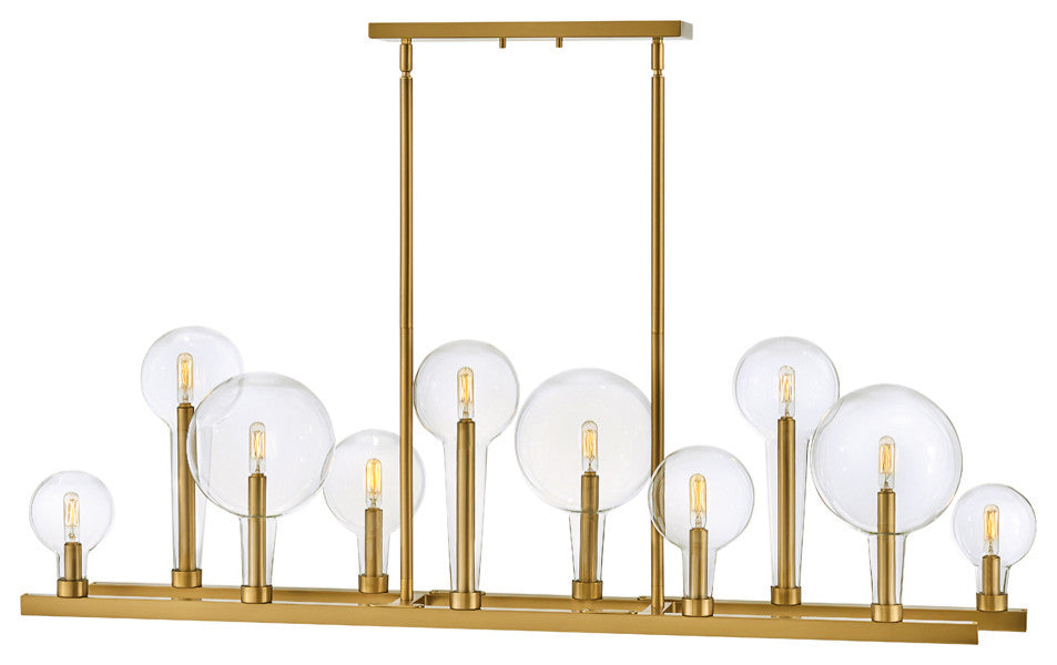 Hinkley Alchemy Chandelier, Lacquered Brass, 10 Light Linear