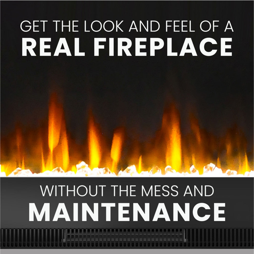 42" Wall-Mount Electric Fireplace, Black