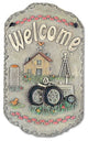 Welcome Sign, "Tractor" Porch Decor, Resin Slate Plaque, Ready To Hang Decor
