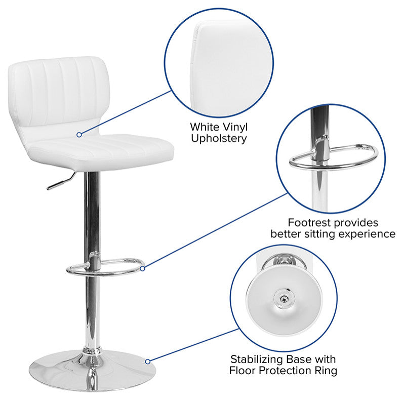 White Vinyl Barstool