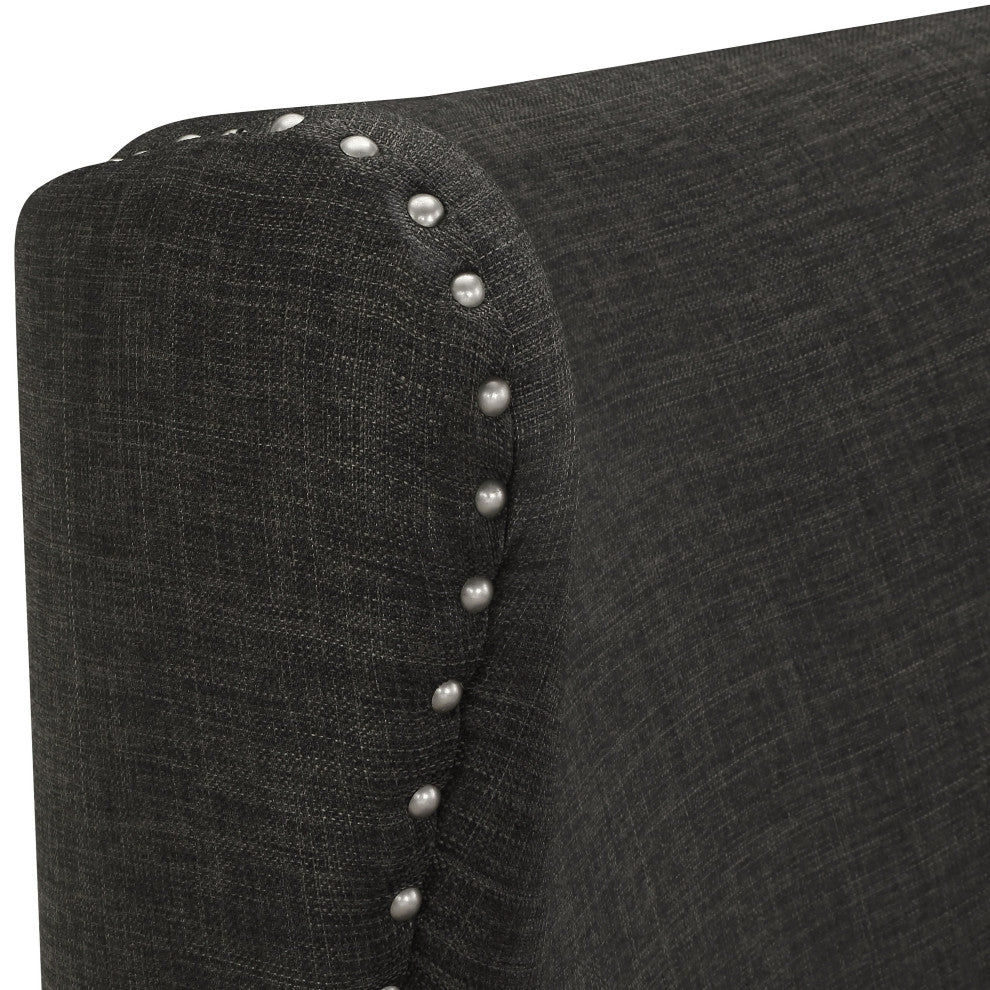 Kori Wingback Accent Chair with Nailhead Trim, Gray