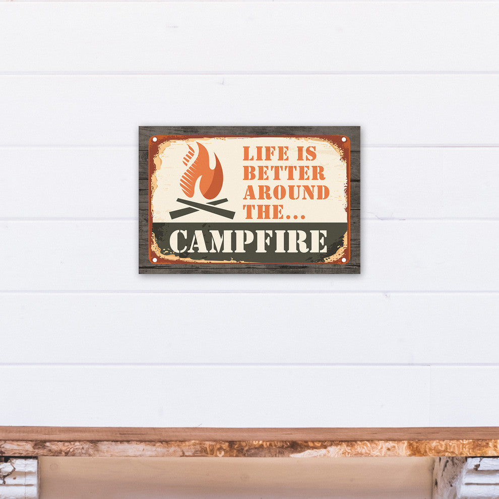 Life is Better Around the Campfire 12"x18" Print on Canvas