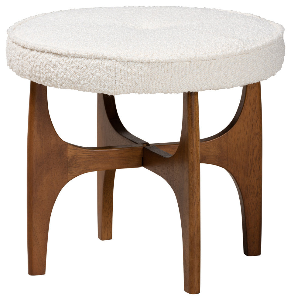 Dahlia Cream Boucle Fabric Collection, Footstool
