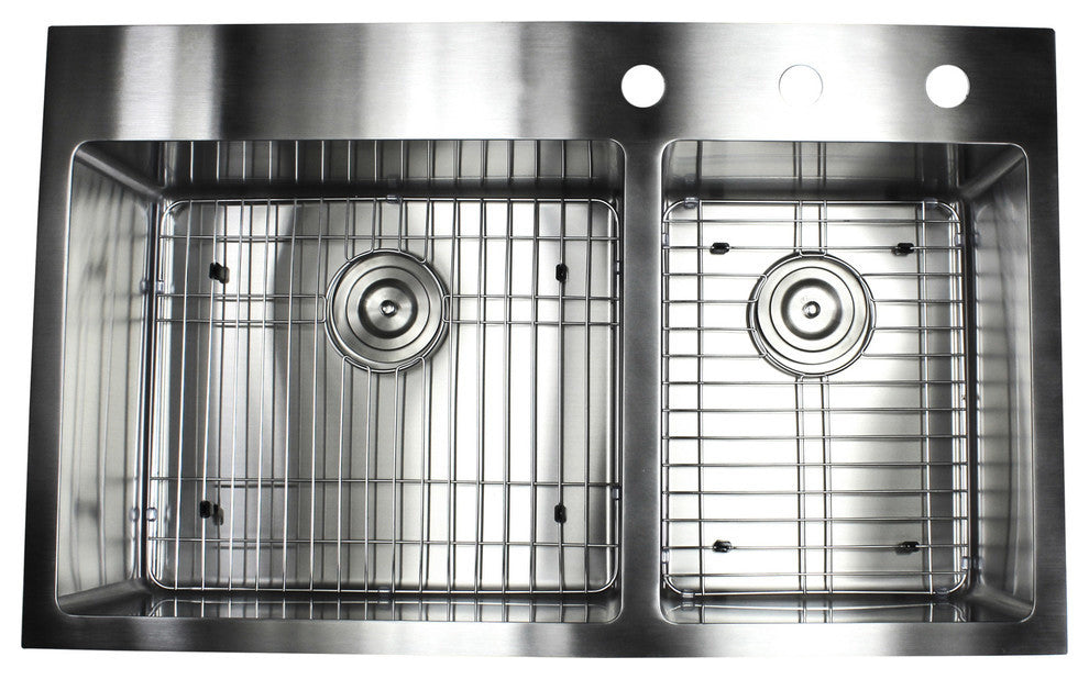 36" Drop In Topmount Stainless Steel Double Bowl Kitchen Sink Package