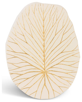 Rivulet Wall Tile, Chamcha Wood, Gold Leaf on White