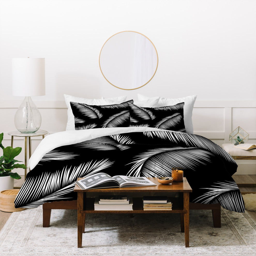 Kelly Haines Monochrome Palm Leaves Duvet Cover Set, King