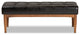 Devin Midcentury Modern Dining Bench, Dark Brown Faux Leather