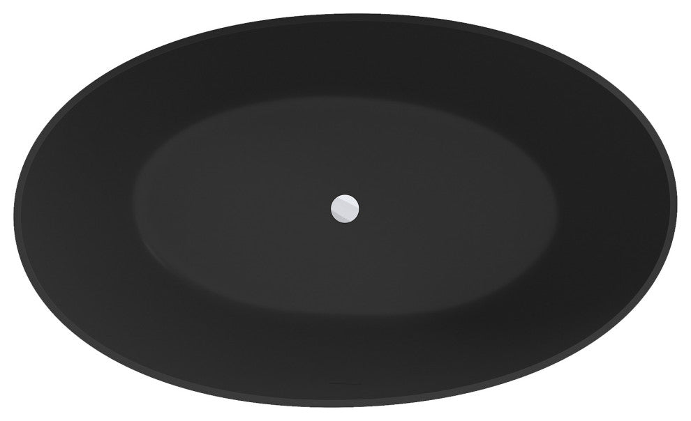 63in Solid Surface Freestanding Bathtub in Matte White, Matte Black