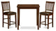 3 Pc Counter Height Dining Set -Square Pub Table And 2 Stools