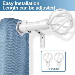 1" Zeffoli Drapery Curtain Rod, Glossy White, 84"-120"
