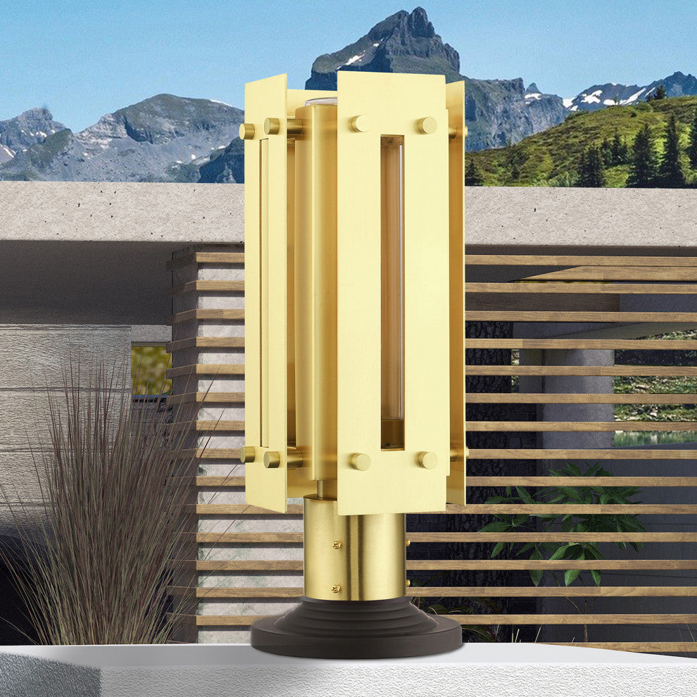 Livex Lighting Utrecht 1 Light Satin Brass Medium Outdoor Post Top Lantern