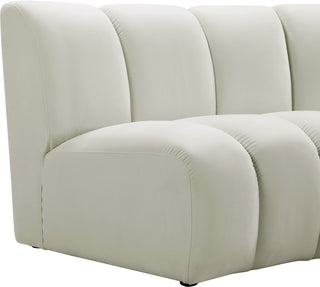 Infinity Channel Tufted Velvet Modular Chair, Cream, 7 Piece