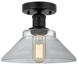 Edison Orwell 8" Semi-Flush Mount, Matte Black, Clear Shade