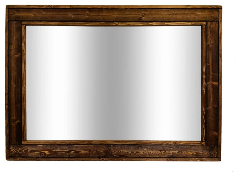 Herringbone Stained Vanity Mirror, Dark Walnut, 36"x30", Horizontal