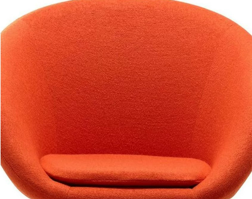 Set of 2 Accent Chair, Adjustable Cushioned Seat & Curved Back, Orange Fabric