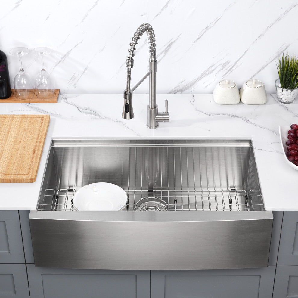 Farmhouse Apron-Front 18-Gauge Stainless Steel Single Bowl Kitchen Sink, 36"