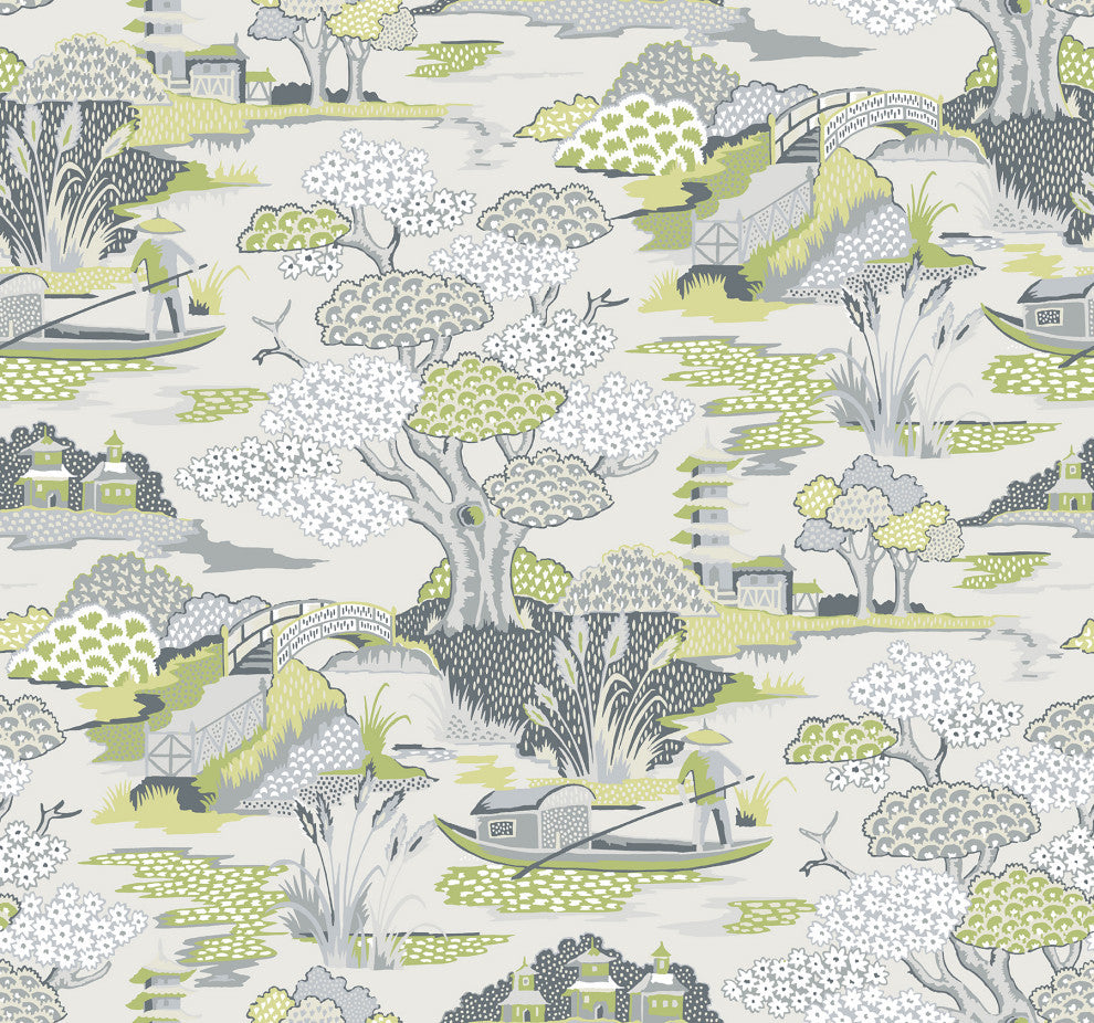 Joy De Vie Green Toile Wallpaper Bolt