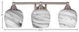 Paramount 3-Light Bath Bar, Brushed Nickel, 6" Onyx Swirl Glass