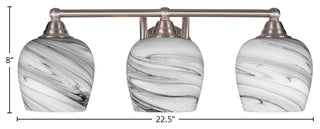 Paramount 3-Light Bath Bar, Brushed Nickel, 6" Onyx Swirl Glass