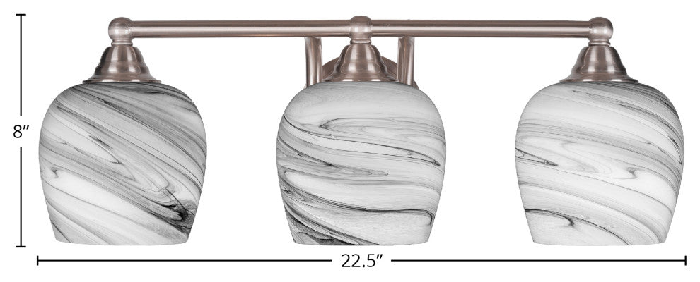 Paramount 3-Light Bath Bar, Brushed Nickel, 6" Onyx Swirl Glass