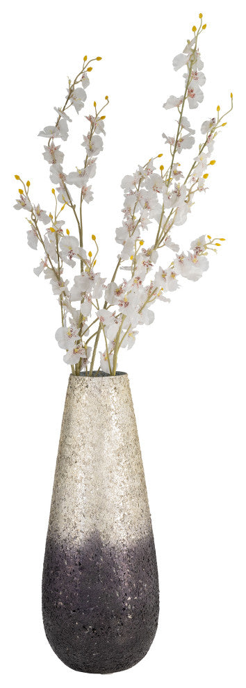 18" Crackled Vase, Gray Ombre