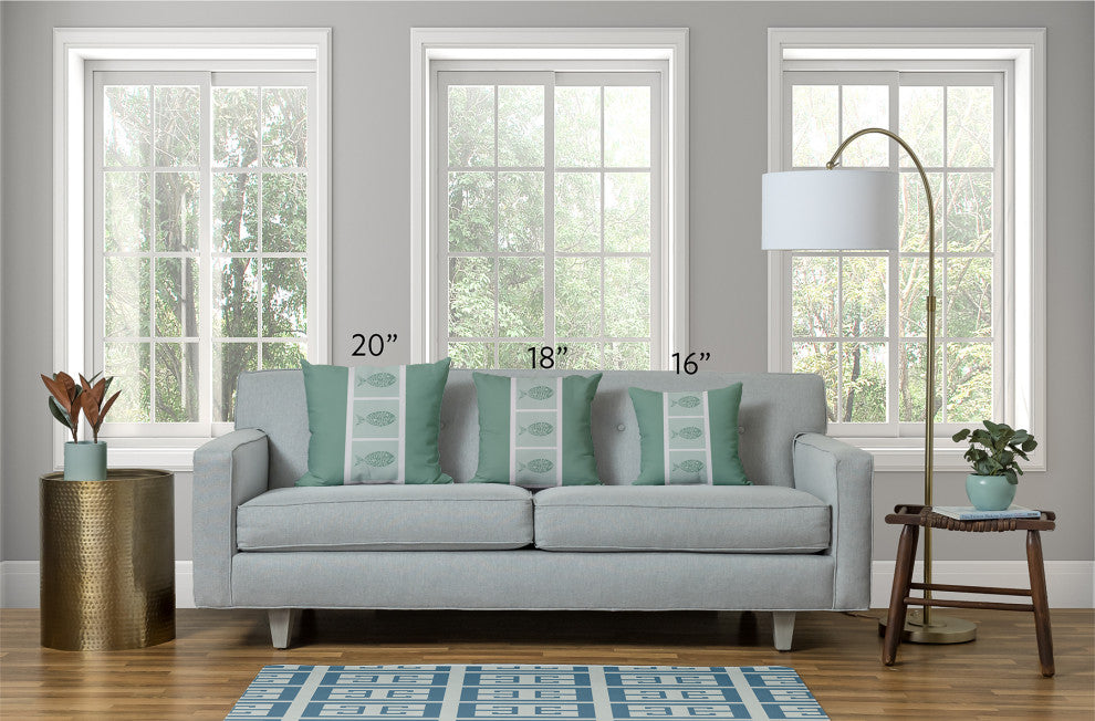 18x18" Greek Key Patterned Nautical Decorative Indoor Pillow, Dusty Smoke