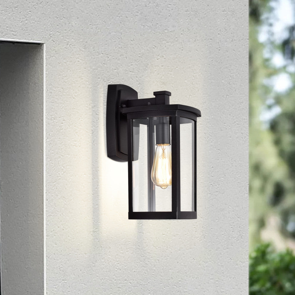 CHLOE Lighting QUILL Transitional 1-Light Textured Black Outdoor Wall Sconce