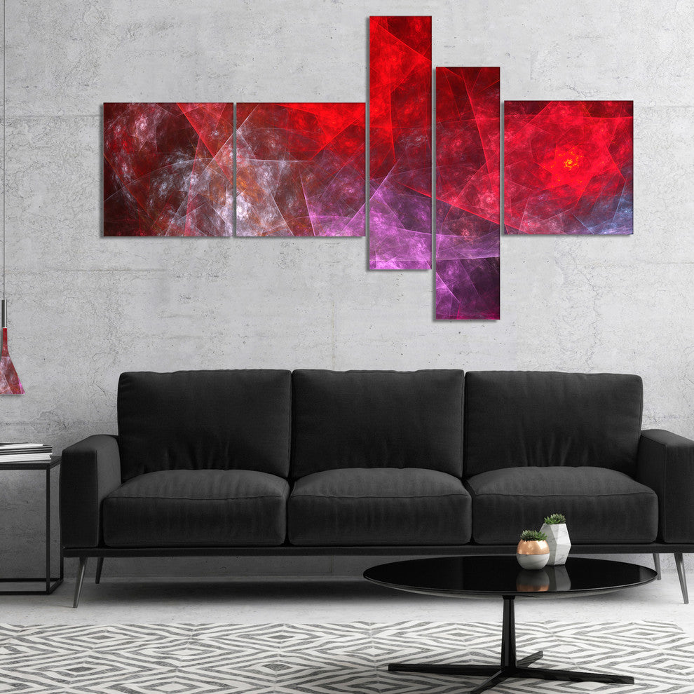 Red Purple Symphony of Gems, Abstract Canvas Art Print, 60"x32", 5 panels