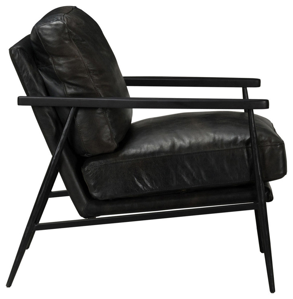 Charcoal Black Leather Club Chair