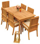 7-Piece Outdoor Teak Dining Set: 60" Rectangle Table,6 Goa Stacking Arm Chairs