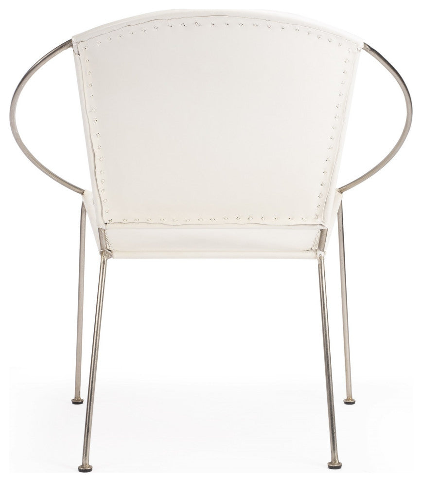 Modern Ring Shape White Leather Accent Chair