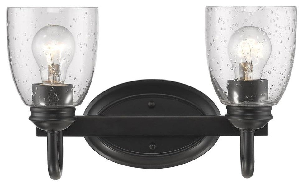 Golden Parrish 2 Light Bath Vanity, Black, Seeded Glass